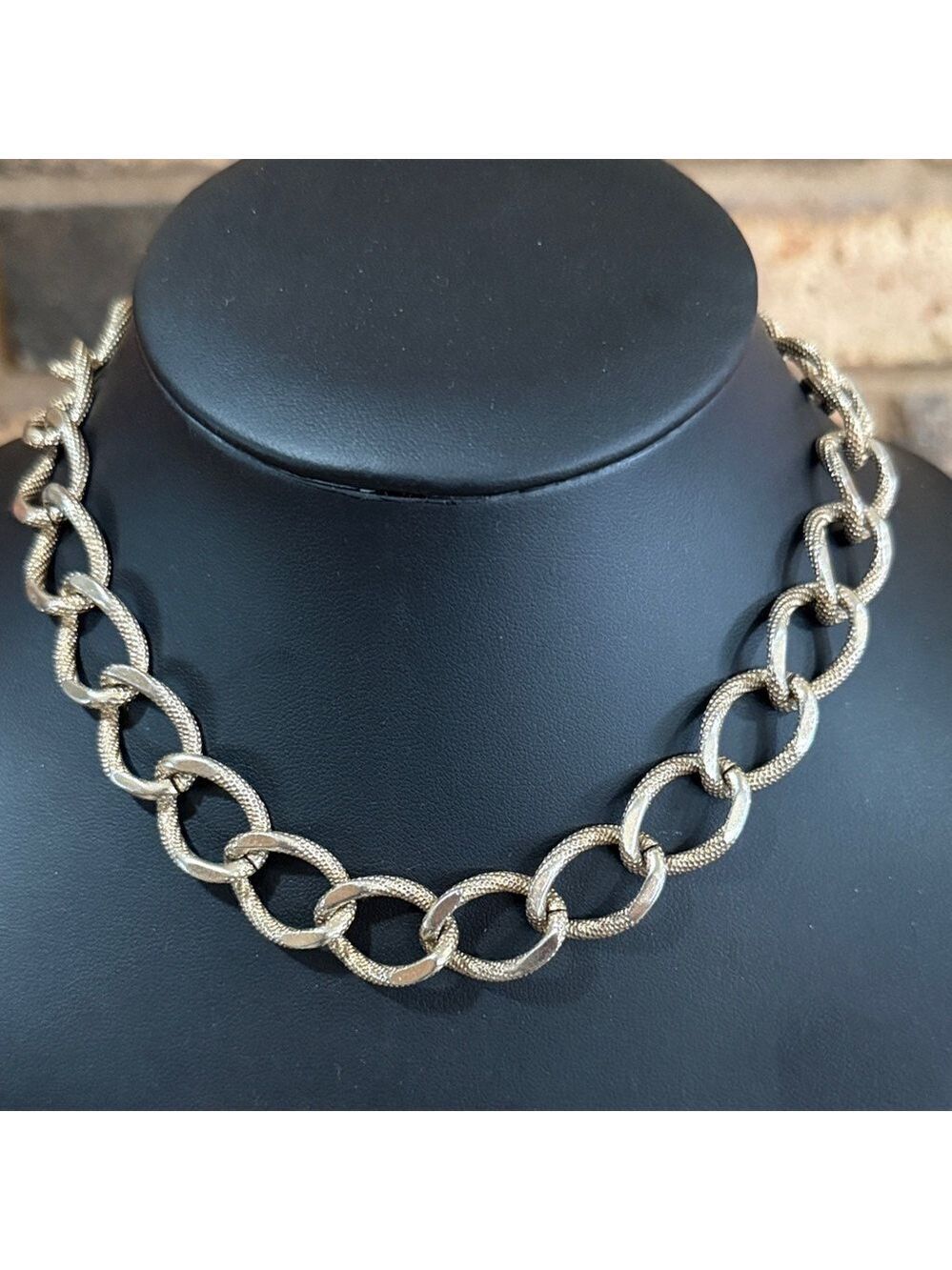 Vintage 1950s Sperry signed Gold Tone open link collar chocker necklace